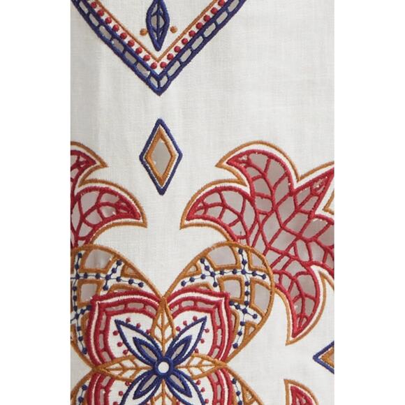 FARM Rio Mary's Tiles Embroidered Linen Dress - Size L - Picture 5 of 8